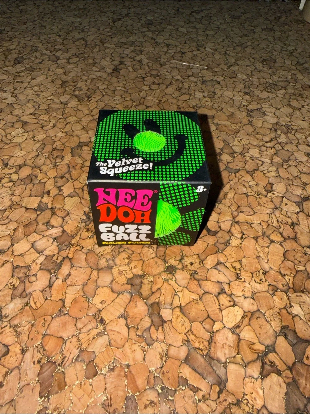 Needoh Fuzz Ball Flower Power Velvet Squeeze. Green